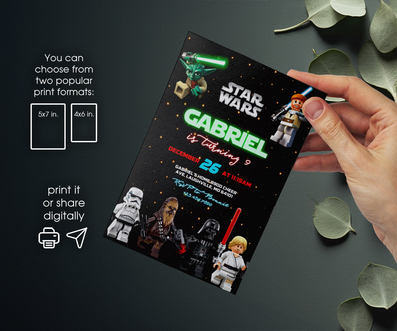 Star Wars Darth Vader Lego Minifigures customizable invitation template | Share or Print | TG934