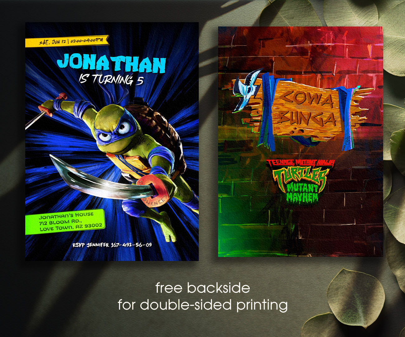 Teenage Mutant Ninja Turtles Mutant Mayhem customizable invitation template | Share or Print | boy | GU512