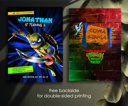 Teenage Mutant Ninja Turtles Mutant Mayhem customizable invitation template | Share or Print | boy | GU512