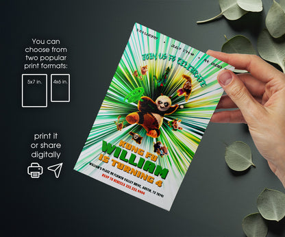 Kung Fu Panda Po customizable invitation template | Share or Print | NI455