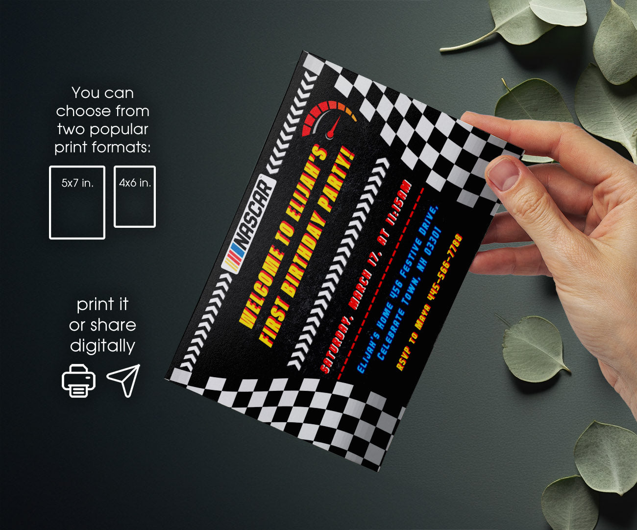 Nascar Ricky Bobby customizable invitation template | Share or Print | boy | KD962