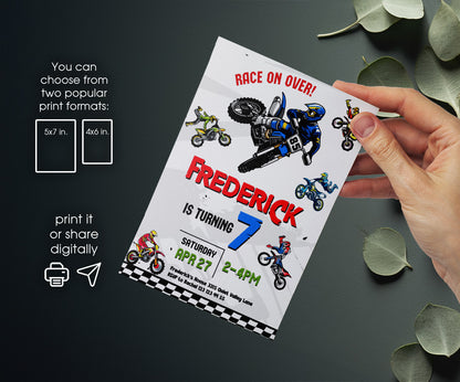 Motocross Extreme customizable invitation template | Share or Print | YX541