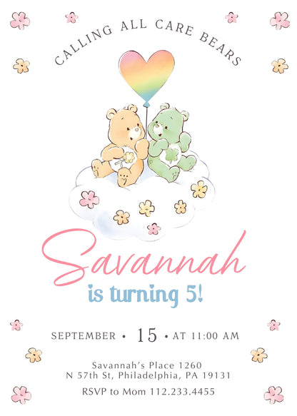 Care Bears customizable invitation template | Share or Print | ZC510