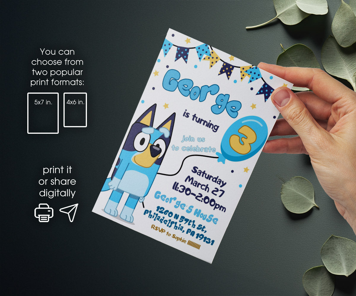 Bluey Bingo customizable invitation template | Share or Print | FD285