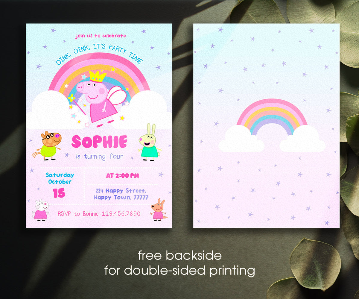 Peppa Pig customizable invitation template | Share or Print | girl | WV418