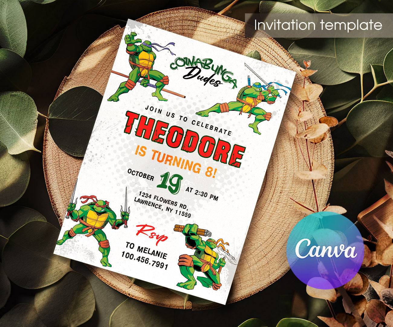 Teenage Mutant Ninja Turtles customizable invitation template | Share or Print | boy | CS651