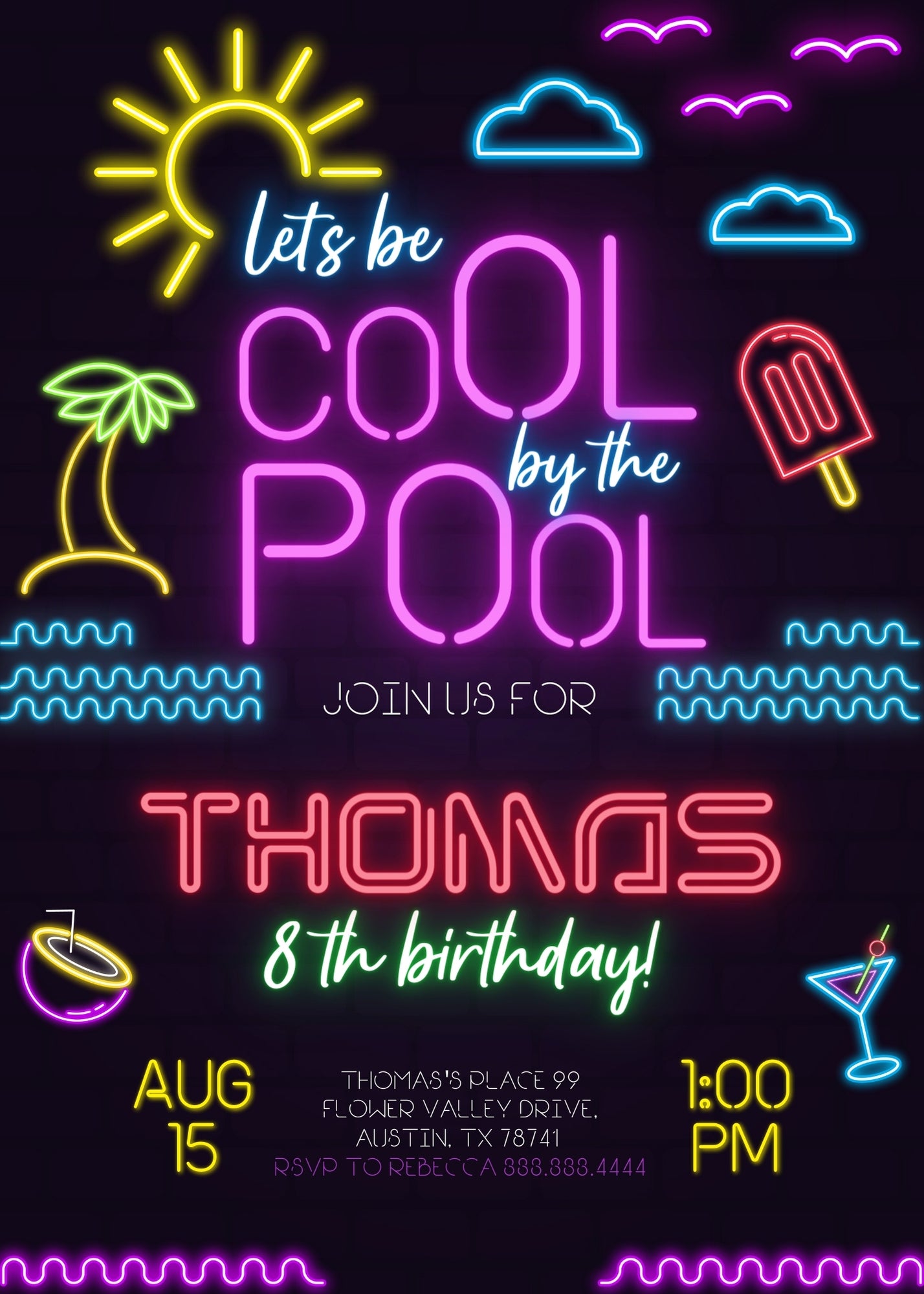 Pool Party customizable invitation template | Share or Print | boy | SW484