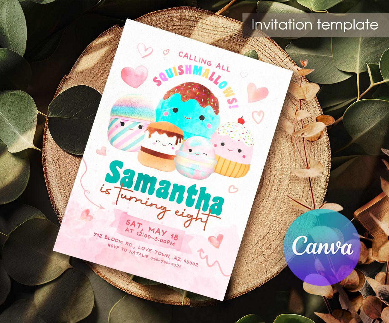 Squishmallows customizable invitation template | Share or Print | AZ758