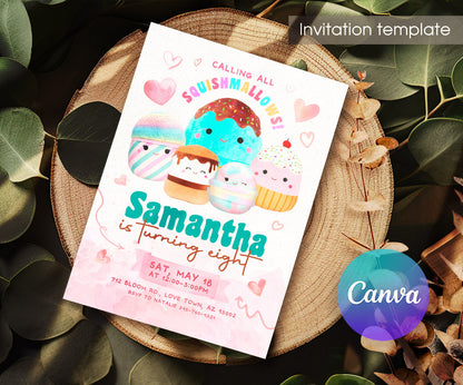 Squishmallows customizable invitation template | Share or Print | AZ758