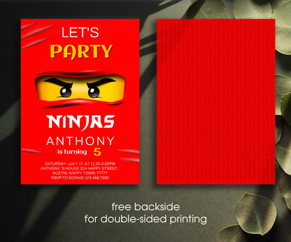 Ninjago Minifigures Lego customizable invitation template | Share or Print | TR222