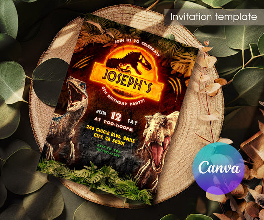 Jurassic World Dinosaur customizable invitation template | Share or Print | DI182