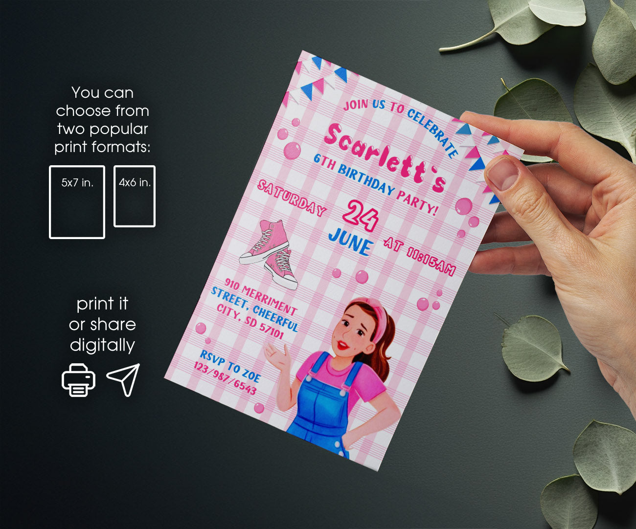 Ms. Rachel customizable invitation template | Share or Print | YZ286