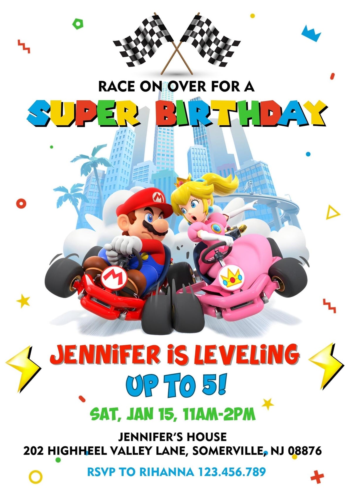Mario Kart Gamer customizable invitation template | Share or Print | boy | GQ374