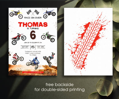 Motocross Extreme customizable invitation template | Share or Print | GJ650