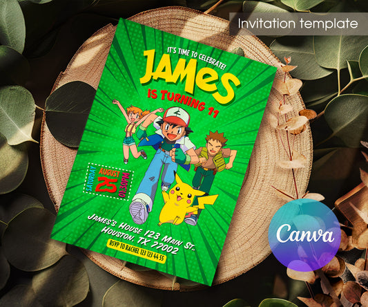 Pokemon Pikachu customizable invitation template | Share or Print | ZM173