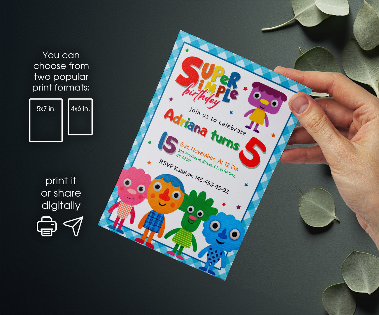 Super Simple Songs customizable invitation template | Share or Print | XN734