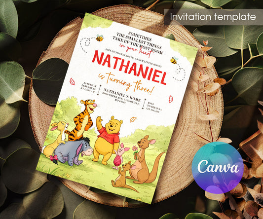 Winnie the Pooh customizable invitation template | Share or Print | NX972