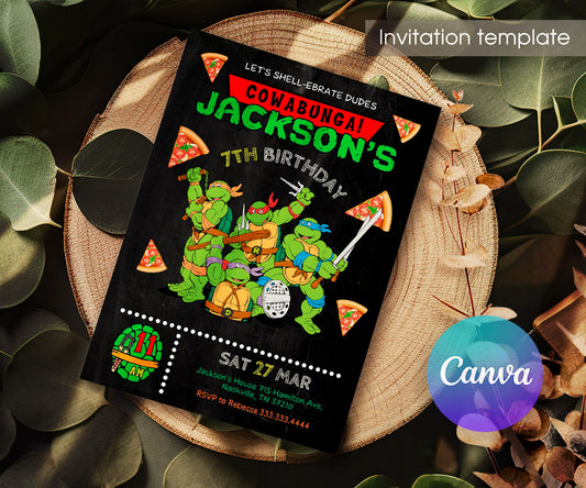 Teenage Mutant Ninja Turtles customizable invitation template | Share or Print | boy | DG225