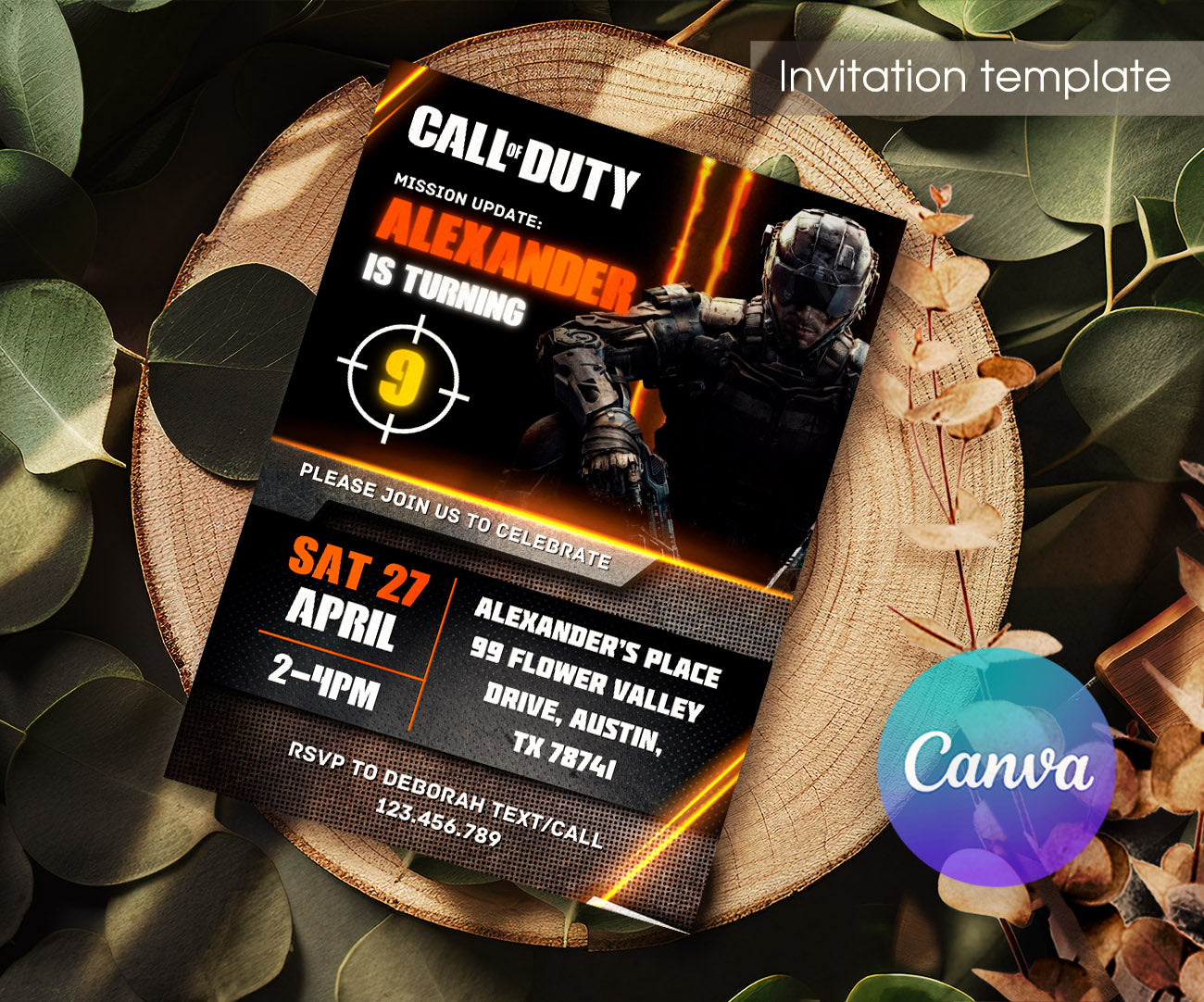 Call of Duty Gamer customizable invitation template | Share or Print | boy | QM095