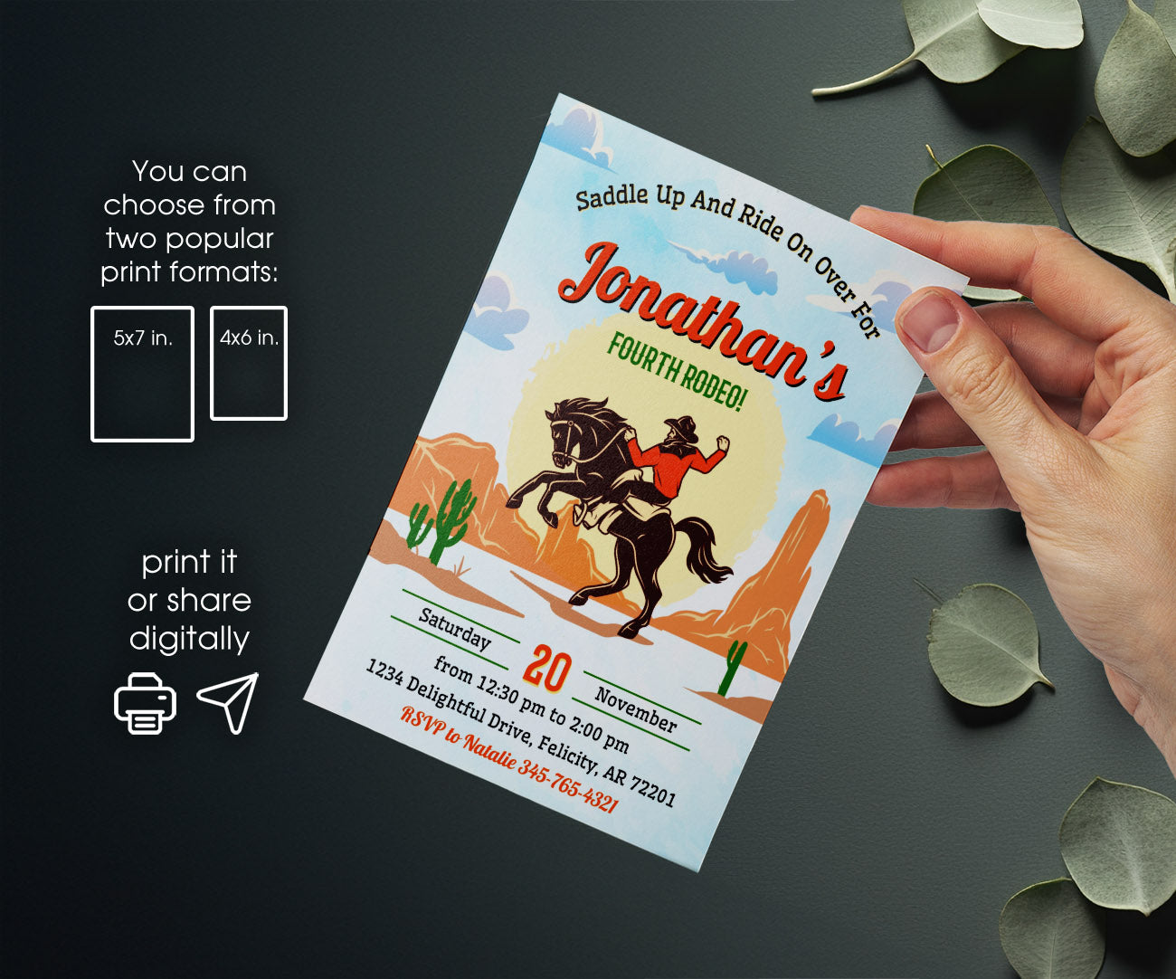 Cowboy Rodeo customizable invitation template | Share or Print | boy | HZ609
