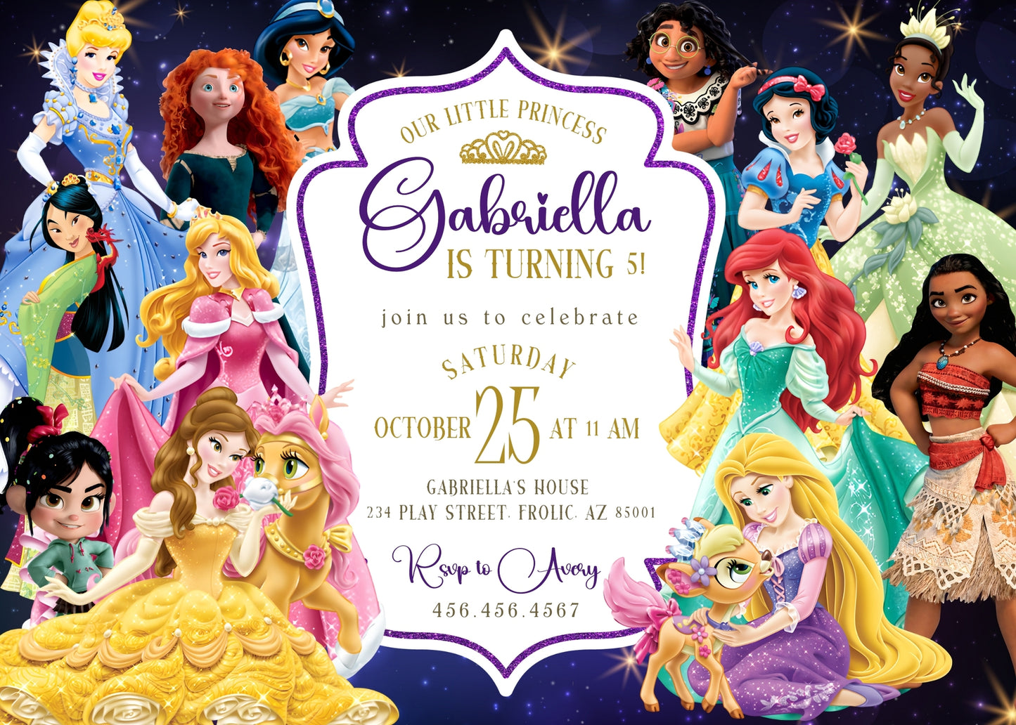 Disney Princess customizable invitation template | Share or Print | girl | LI688