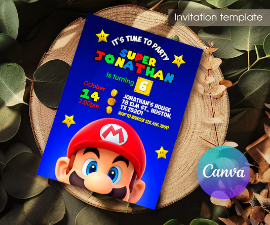 Super Mario Bros customizable invitation template | Share or Print | RZ939