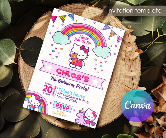 Hello Kitty Sanrio customizable invitation template | Share or Print | QF847