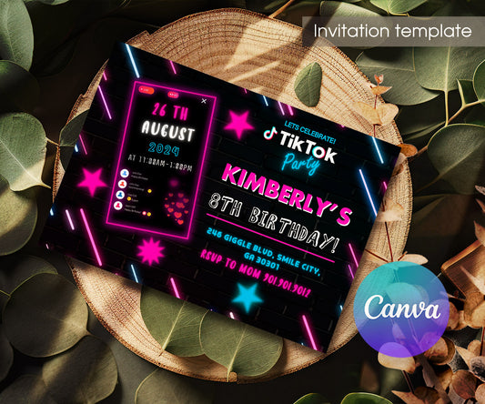 Tik Tok Party customizable invitation template | Share or Print | LO406
