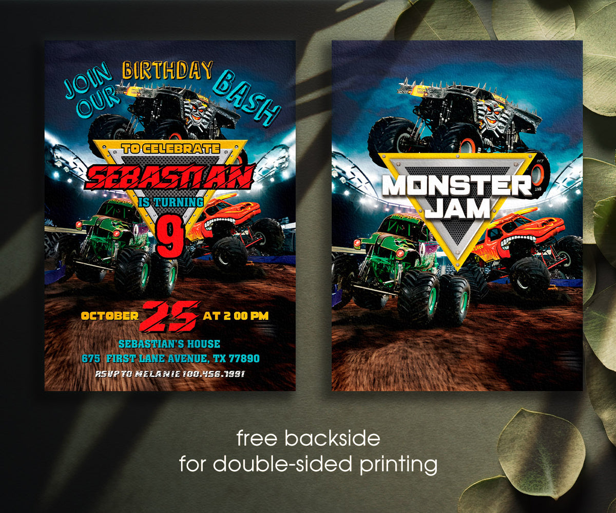 Monster Jam  Monster Truck customizable invitation template | Share or Print | boy | WF502