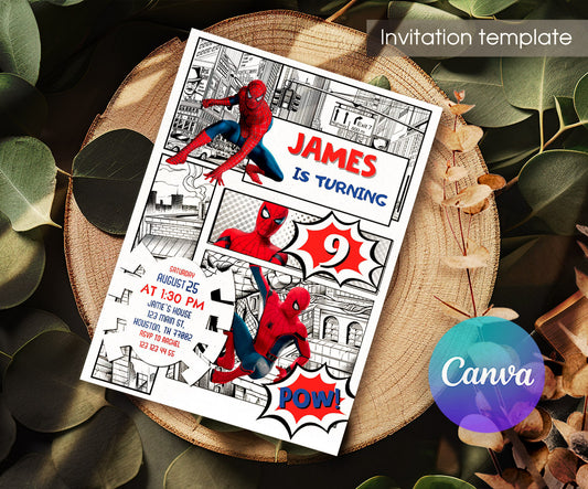 Spiderman Marvel Superhero customizable invitation template | Share or Print | boy | FV777