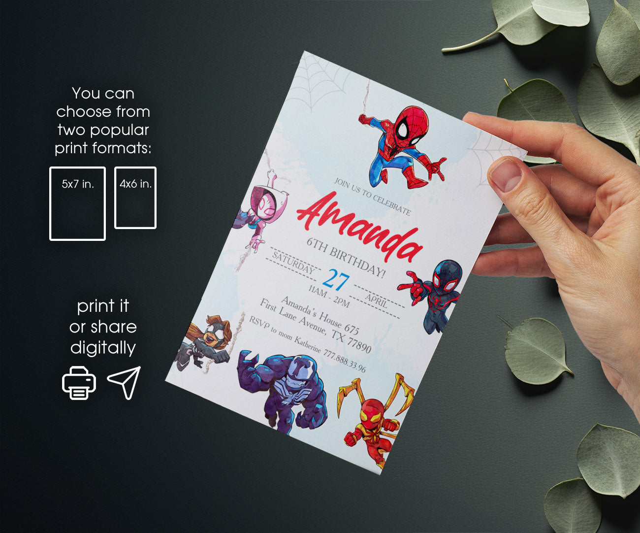 Spidey and His Amazing Friends customizable invitation template | Share or Print | boy | FV264