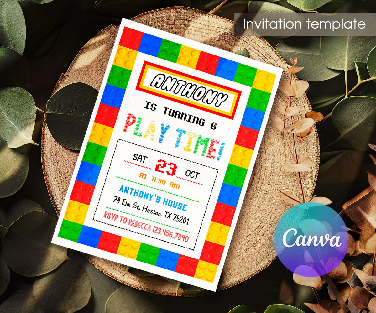Lego customizable invitation template | Share or Print | PN682