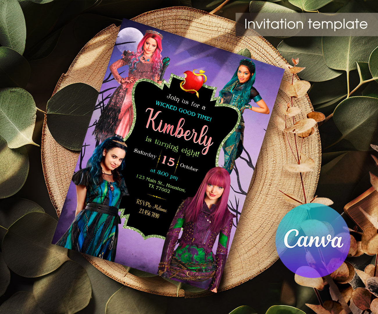 Descendants Disney customizable invitation template | Share or Print | KX124
