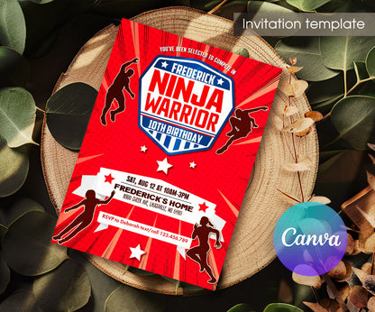 American Ninja Warrior customizable invitation template | Share or Print | XU197