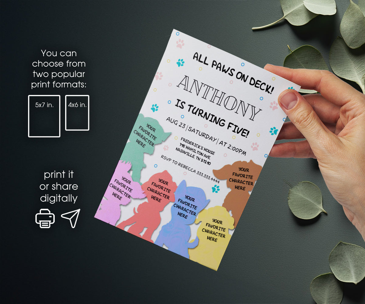PAW Patrol customizable invitation template | Share or Print | AT759