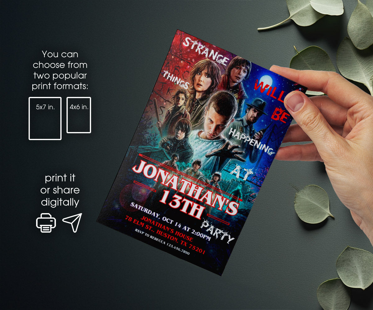 Stranger Things customizable invitation template | Share or Print | OZ189