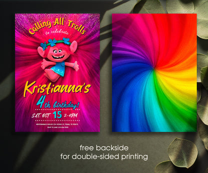 Trolls Poppy customizable invitation template | Share or Print | PO518