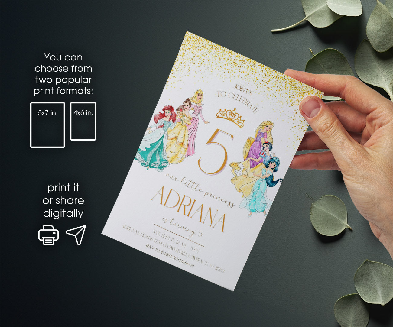 Disney Princess customizable invitation template | Share or Print | girl | LY453