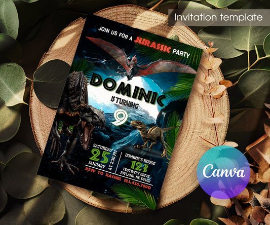 Jurassic Park Dinosaur customizable invitation template | Share or Print | FL477