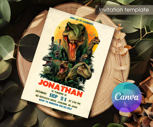 Jurassic World Dinosaur customizable invitation template | Share or Print | JN721