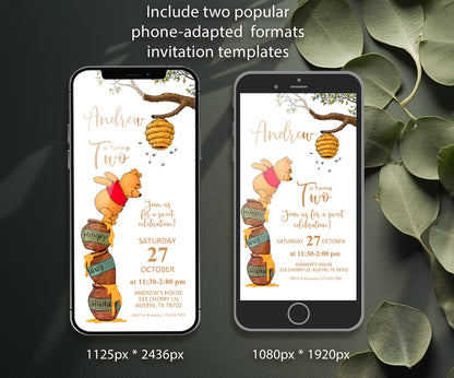 Winnie the Pooh customizable invitation template | Share or Print | GB097