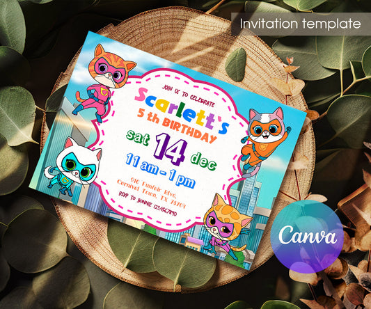 SuperKitties customizable invitation template | Share or Print | BM253