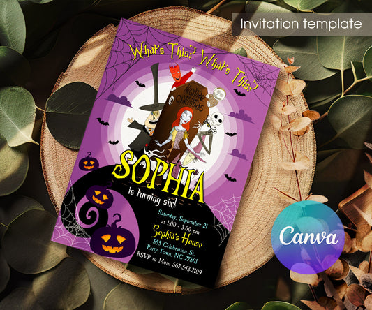 The Nightmare Before Christmas Halloween customizable invitation template | Share or Print | XJ610
