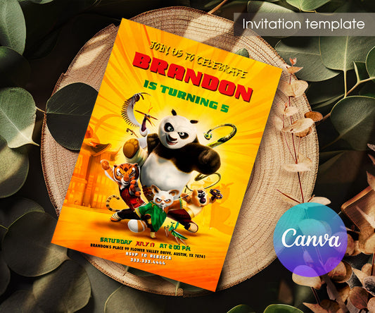 Kung Fu Panda Po customizable invitation template | Share or Print | KW055