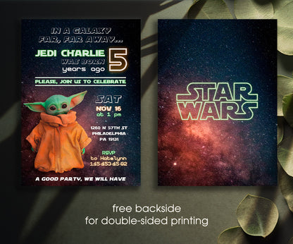Baby Yoda Grogu Star Wars Mandalorian customizable invitation template | Share or Print | boy | AZ315