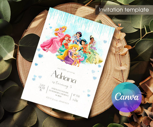 Disney Princess customizable invitation template | Share or Print | girl | HI123
