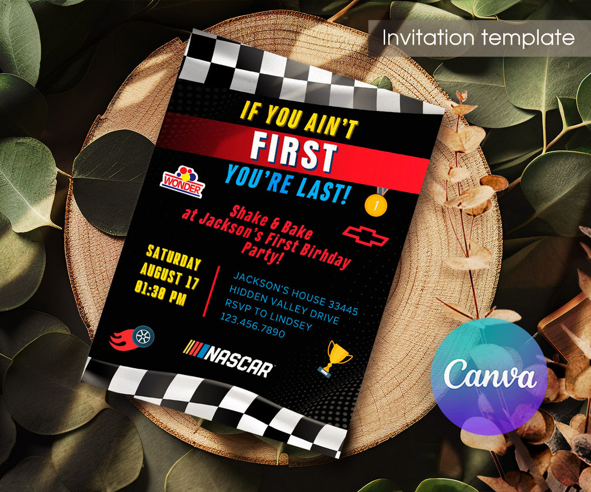 Nascar Ricky Bobby customizable invitation template | Share or Print | boy | FX762