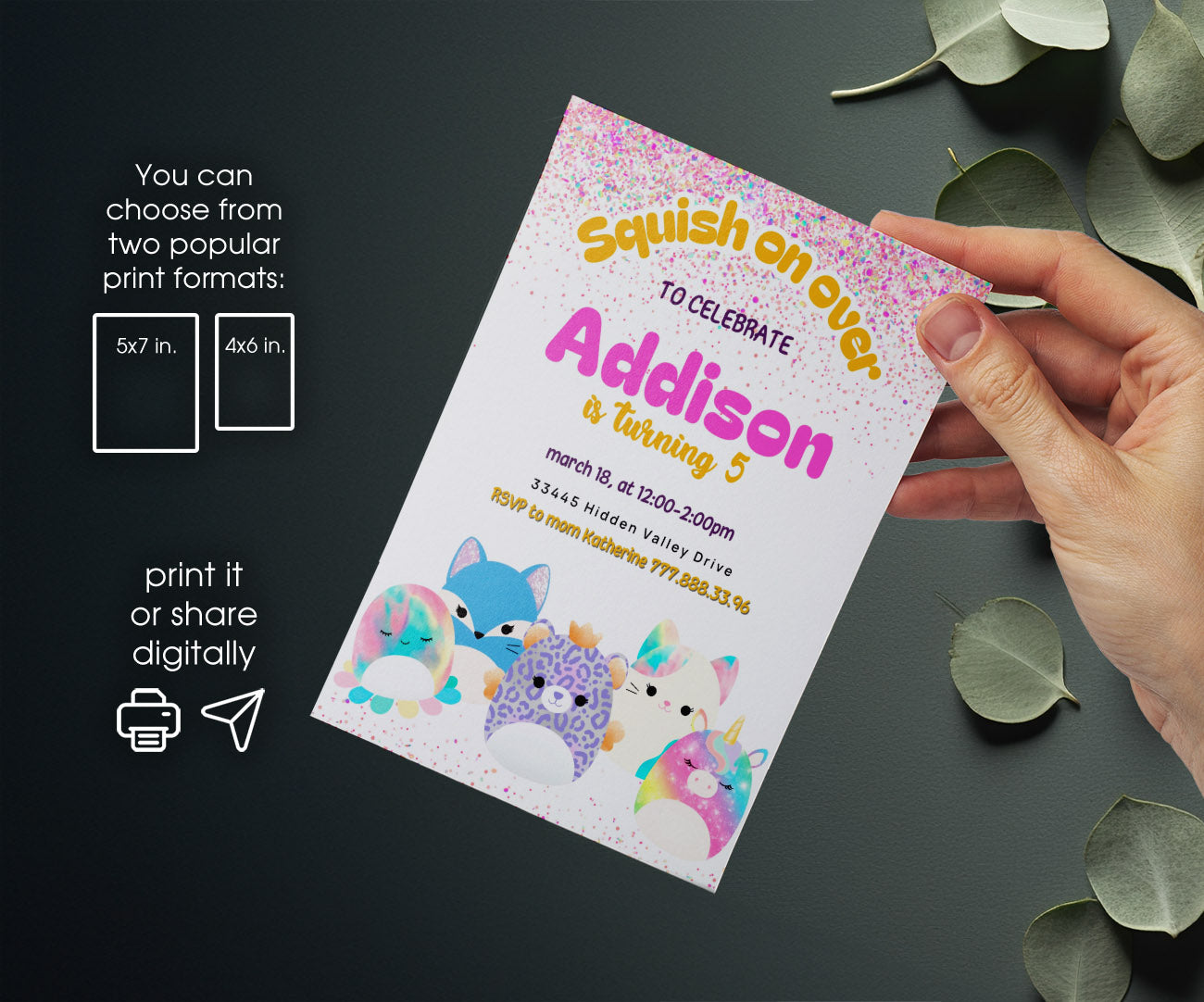 Squishmallows customizable invitation template | Share or Print | OZ822