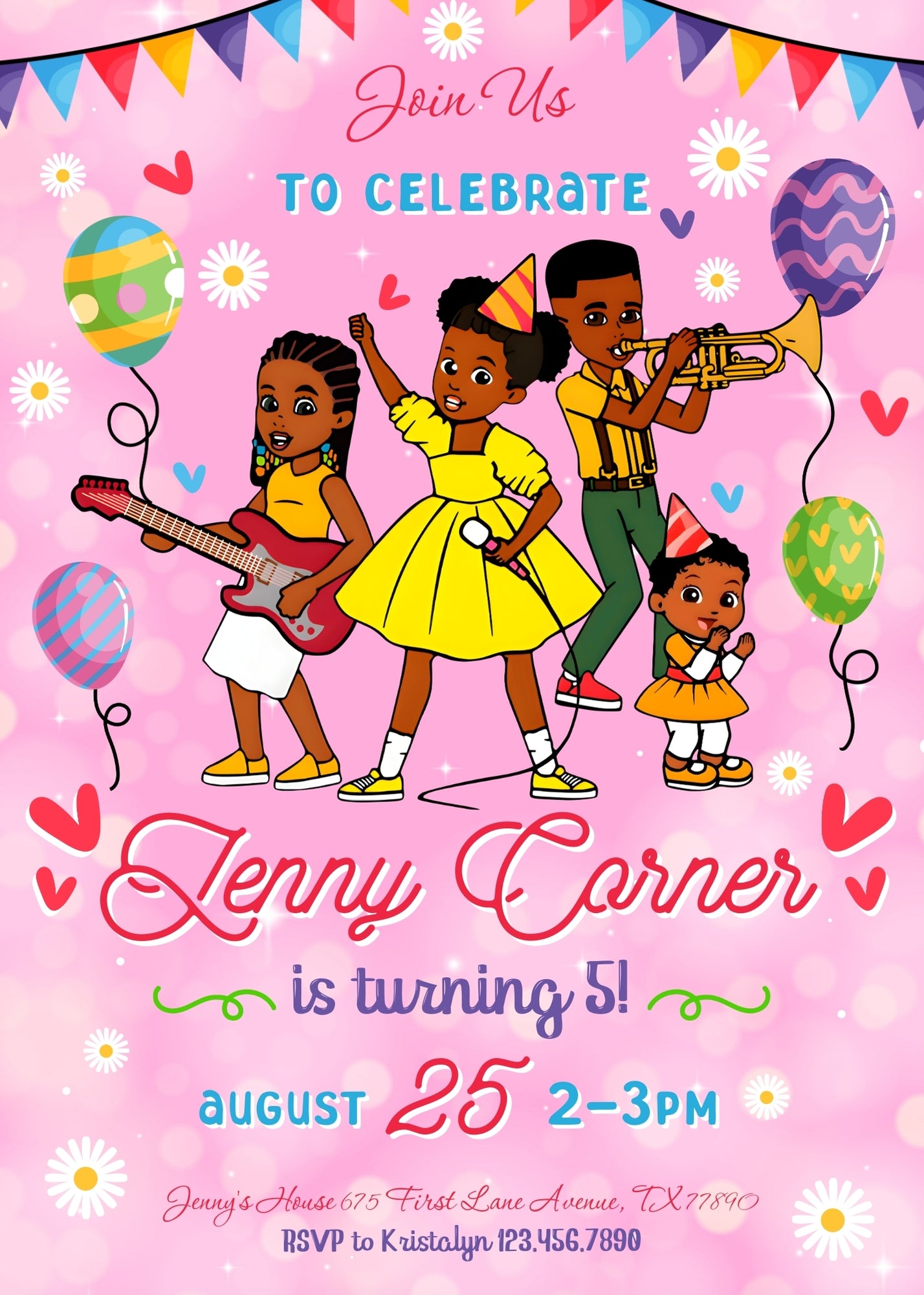 Gracie's Corner Music customizable invitation template | Share or Print | girl | WR527