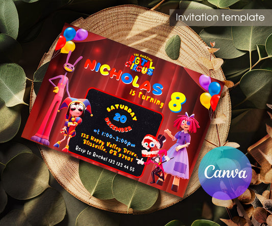 The Amazing Digital Circus customizable invitation template | Share or Print | OZ016